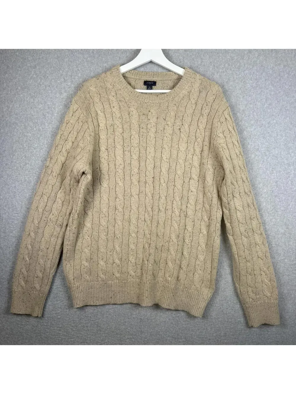 J. Crew Men's Size Medium Brown Cable Knit Acrylic Pullover Sweater Crewneck